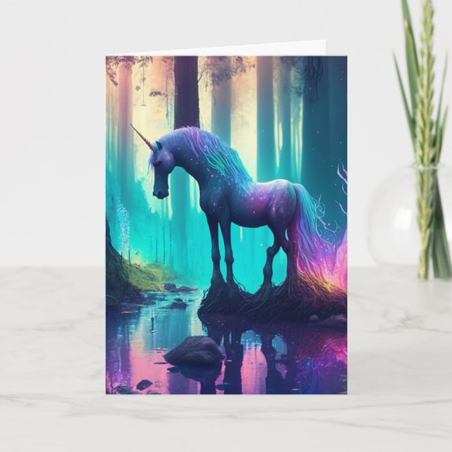 Carte Unicorne de fille personnalisée Joyeux anniversair (Devant)