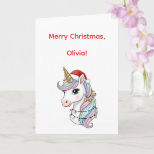 Carte Unicorne de Noël mignonne