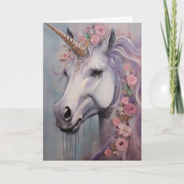 Carte Unicorne de printemps, Anniversaire (Devant)
