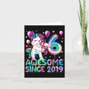 Carte Unicorne flossante 6 ans 6e anniversaire fille Uni