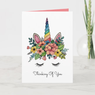 Carte Unicorne Lashes Avec Rainbow Horn