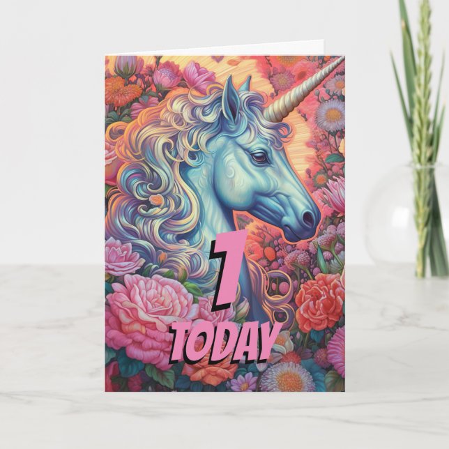 Carte Unicorne magique 1er anniversaire (Devant)