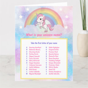 Carte Unicorne Nom Jeu Anniversaire