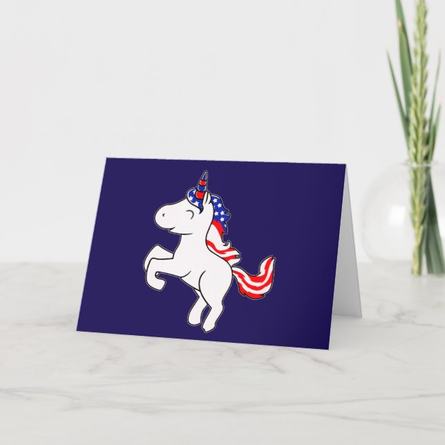 Carte Unicorne Off White Patriotic USA Drapeau Mane Cart (Devant)
