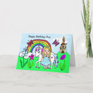 Carte Unicorne personnalisée et princesse Anniversaire