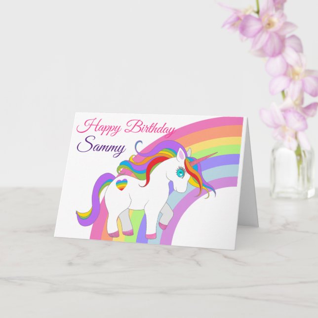 Carte Unicorne pour l'anniversaire de la petite fille Pe (Orchidée)