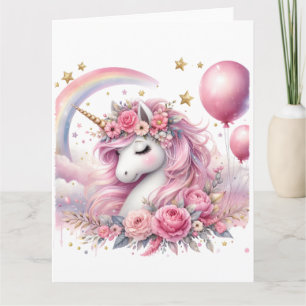 Carte Unicorne rose