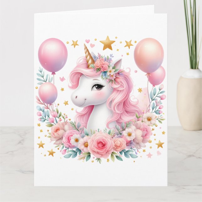 Carte Unicorne rose (Devant)