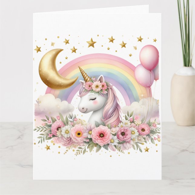Carte Unicorne rose (Devant)