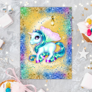 Carte Unicorne sur Lune Jaune Anniversaire