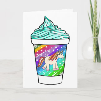 Carte Unicornes, arc-en-ciel et crème glacée Anniversair