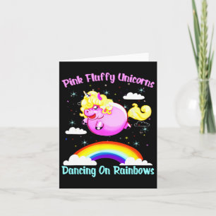Carte Unicornes Fluffes Roses Dansant Sur Rainbows T Shi