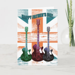 Carte Union Jack Fête des pères Avec Guitares