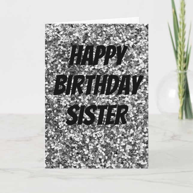Carte unique d'anniversaire de soeur étincelante (Devant)