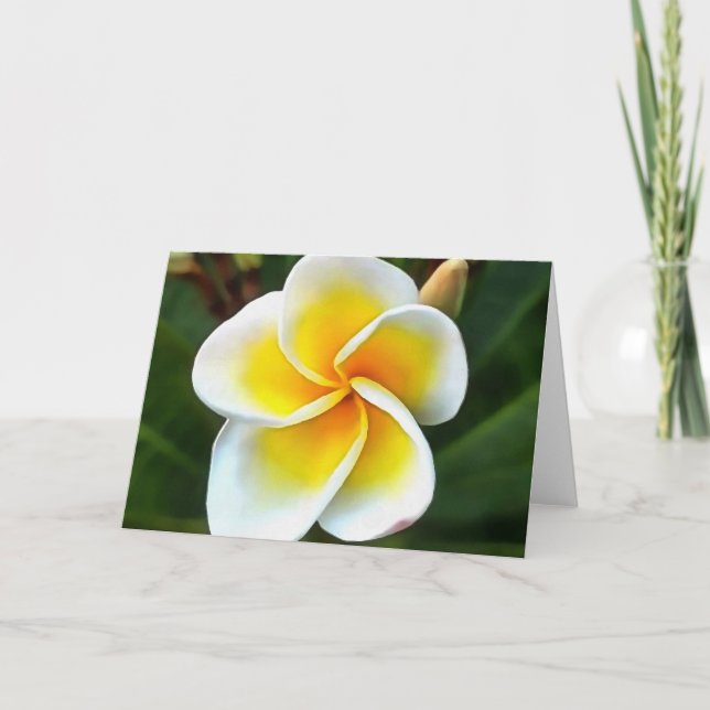 Carte Unique Frangipani Blossom Realism Art (Devant)
