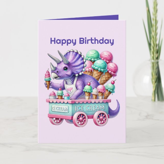 Carte Unisex enfants dinosaure soirée glace (Devant)