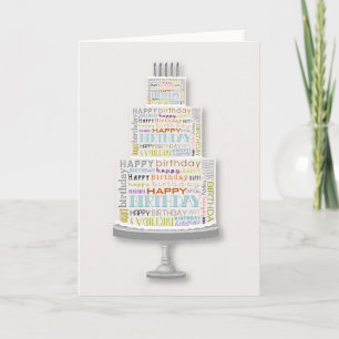 Carte unisexe de gâteau de typographie de joyeux
