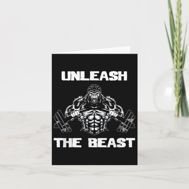 Carte Unleahe Gorilla Bodybuilding Motivational Gift  (Devant)