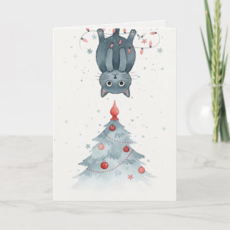Carte Upside-Down Christmas Kitten Card