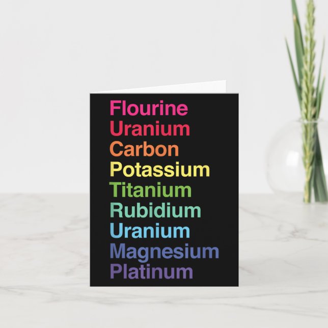 Carte Uranium Flourde Carbone Potium Titane Rubidium U (Devant)