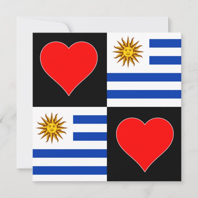 Carte Uruguay Drapeau Coeur mignon Patriotique uruguayen (Devant)