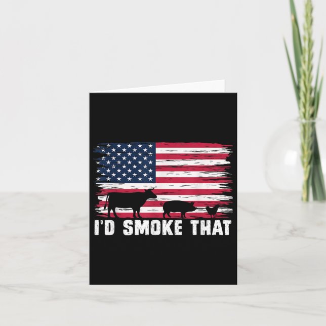 Carte Us Drapeau Id Fumer Que Drôle Patriotique Barbecue (Devant)