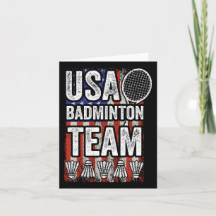 Carte Usa Badminton Team American Flag Funny Badminton F