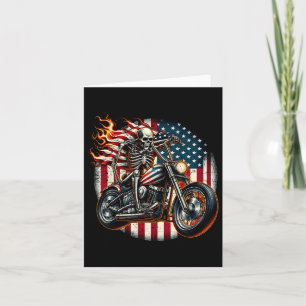 Carte Usa Drapeau Motorcycle Skeleton Biker 4 Juillet Am