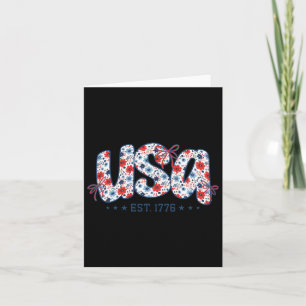 Carte Usa Est 1776 Coquette Bow 4 juillet Usa Floral G