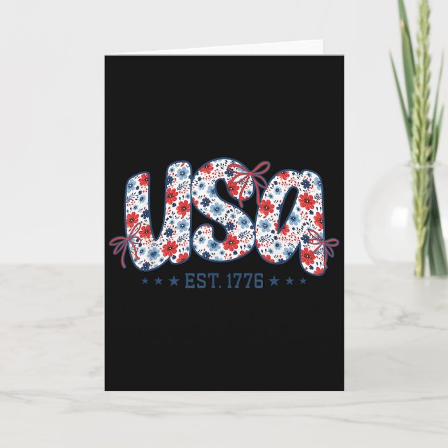 Carte Usa Est 1776 Floral Preppy 4th Of July Coquette Bo (Devant)