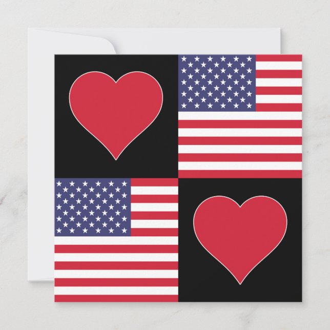 Carte USA Heart Cute États-Unis Patriotique Américain (Devant)