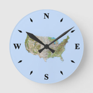 Carte USA Horloge