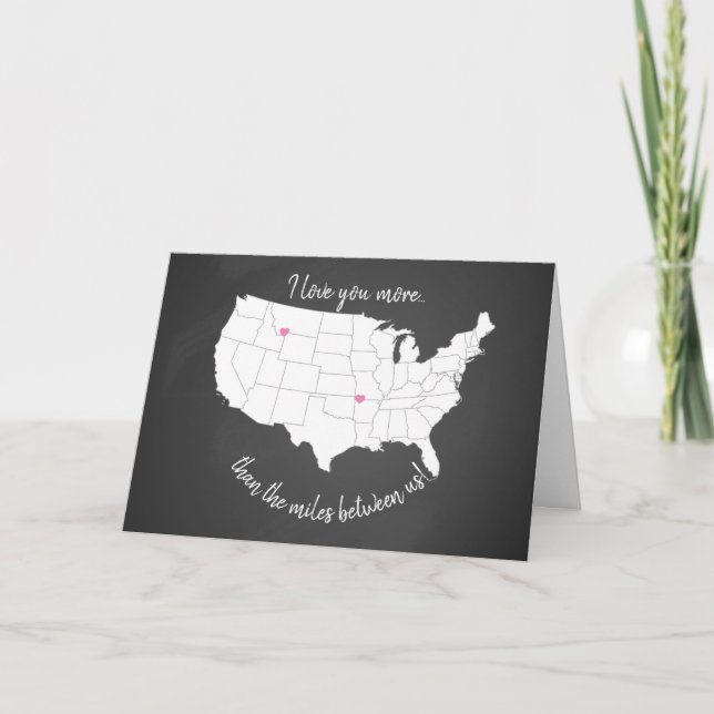 Carte USA Je t'aime plus que les kilomètres entre nous (Devant)
