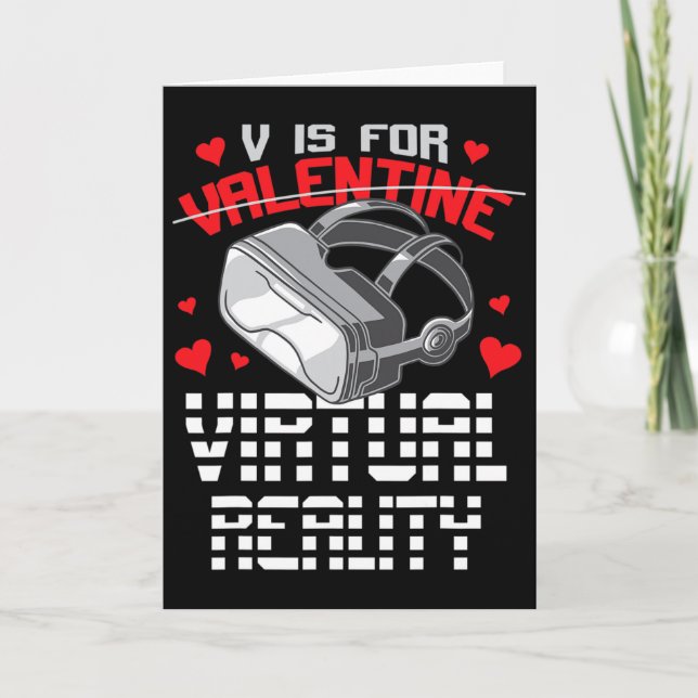 Carte V est pour la réalité virtuelle Funny Retro Valent (Devant)