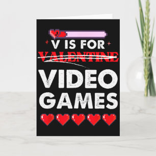 Carte V est pour la Saint-Valentin jeux vidéo coeurs de