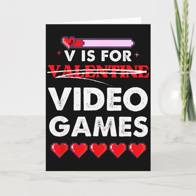 Carte V est pour la Saint-Valentin jeux vidéo coeurs de  (Devant)