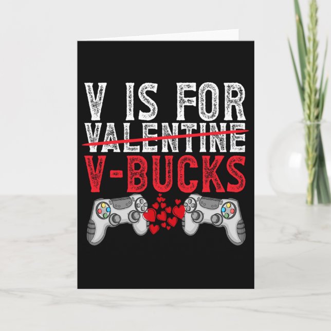 Carte V est pour la Saint-Valentin V-bucks Drôles de jeu (Devant)