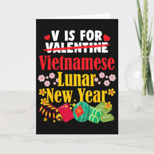 Carte V est pour le Nouvel An vietnamien drôle Saint-Val