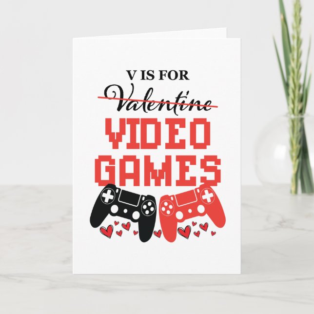 Carte V est pour les jeux vidéo Saint-Valentin anti (Devant)