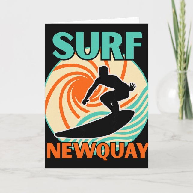Carte Vacances à la plage de surf de Newquay Cornwall Su (Devant)