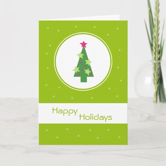 Carte Vacances Arbre de Noël encadrée (verte) (Devant)