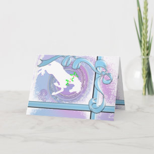 Carte Vacances Cheval d'élevage blanc (Lavender Swirl)