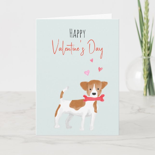 Carte Vacances Chien Valentines Aquarelle (Devant)