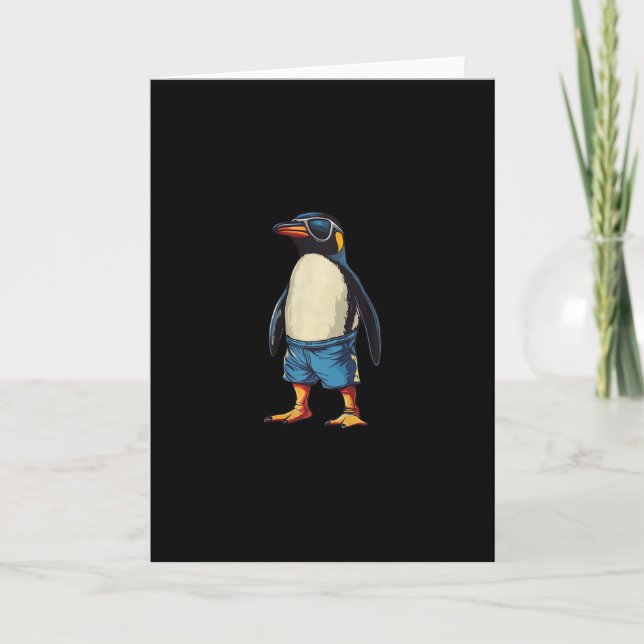 Carte Vacances dans la piscine avec ce pingouin drôle en (Devant)