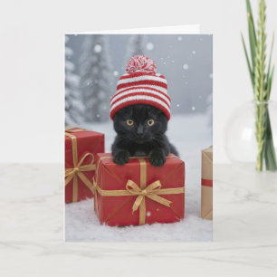 Carte Vacances de Noël Chaton mignon et drôle