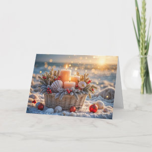 Carte Vacances de Noël Peace Beach Panier d'obus