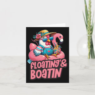 Carte Vacances d'été Poulet flottant Bateau de plaisance