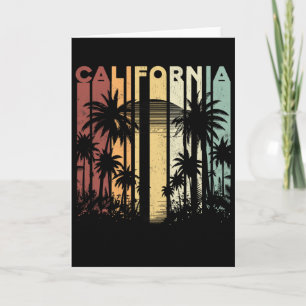Carte Vacances d'été rétro Cali Surfing Palmiers Cali