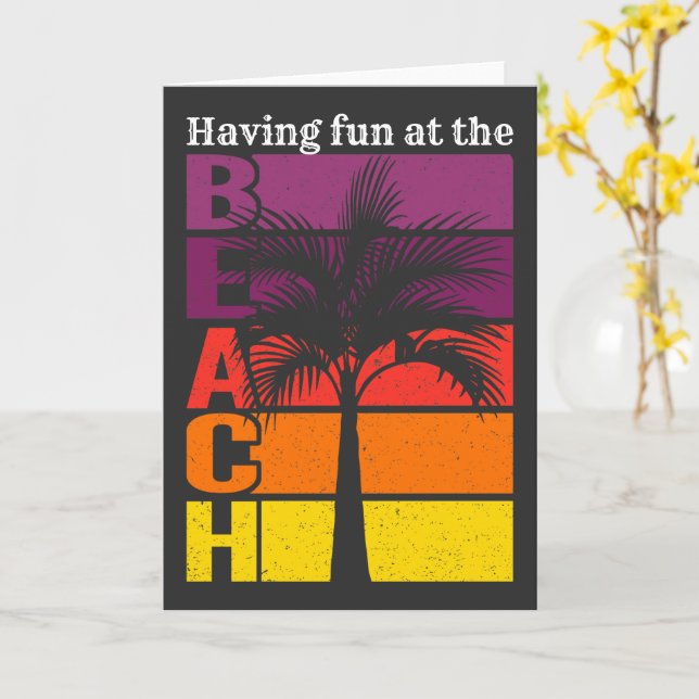 Carte Vacances d'été S'amuser à la plage Retro (Fleur jaune)