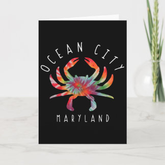 Carte Vacances d'été tie dye de crabe d'Ocean City Maryl